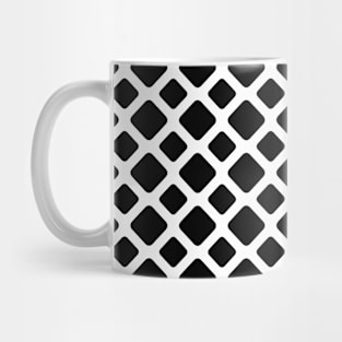 Black And White Diagonal Square Grid Pattern Mug